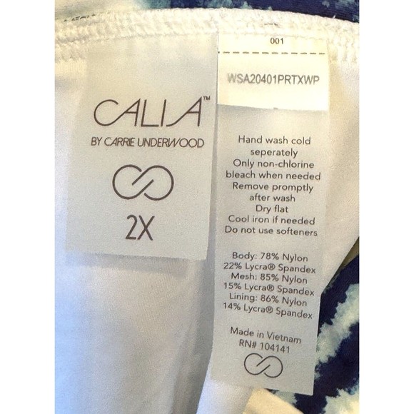 Calia Weave Boyshort Watercolor‎ Stripe Blue Swim Bottom Midrise 2XL NWOT - Picture 3 of 9